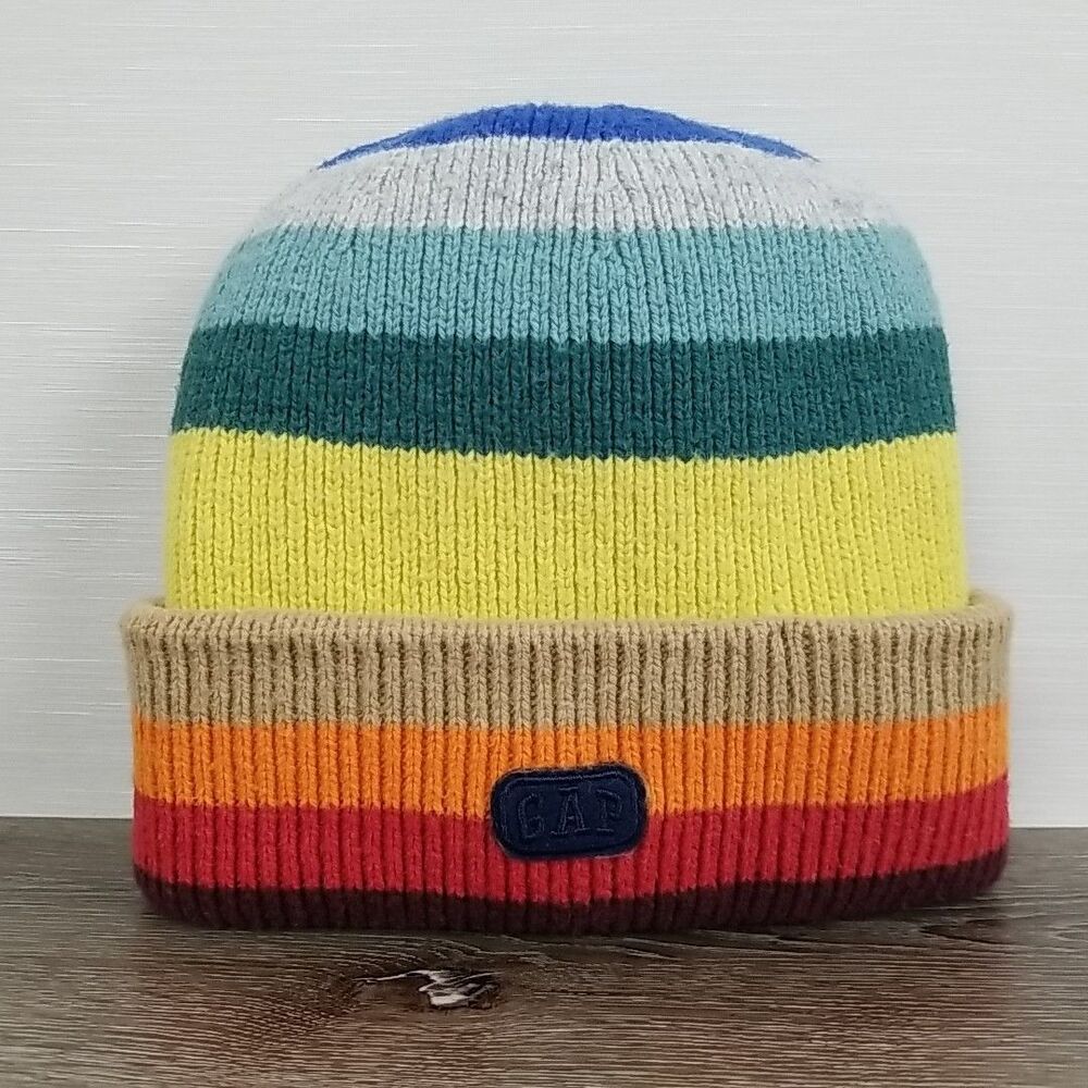 Gap Kids / Be Happy Beanie / Multicolored Striped Pattern Winter Hat L/XL Kids